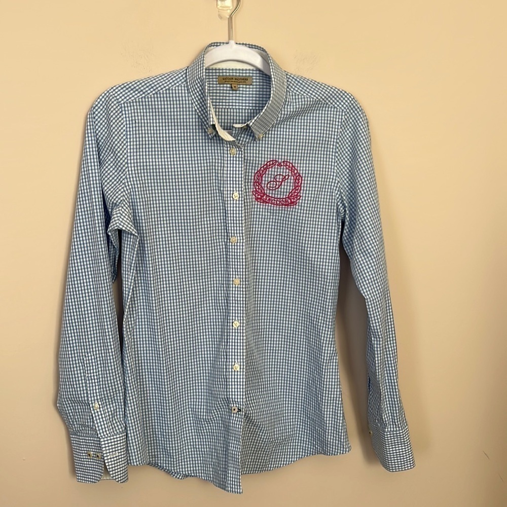 SACOOR Brothers L Blue And White Long Sleeve Dress Shirt